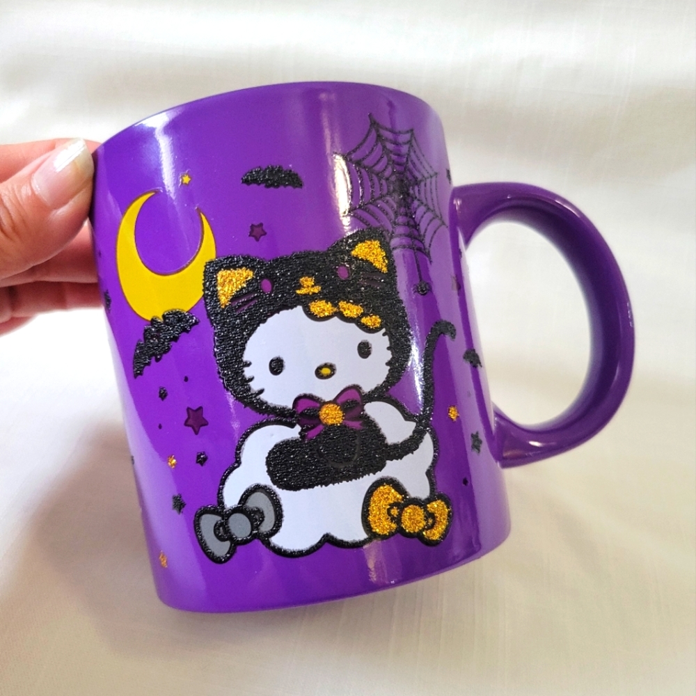 Hello Kitty Halloween Mug. Super Cute HK in Costume Mug & Glitter Detail Boo